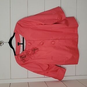 Madison XL pink 3/4 sleeve jacket with floral adornment